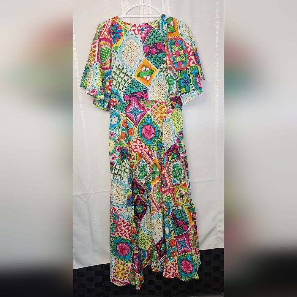 Vibrant Multicolor Patchwork Midi Dress - image 2